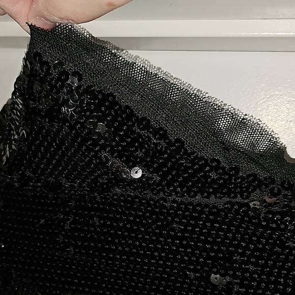 Ann Taylor LOFT Black Gorgeous Shiny Sequin Short Sleeved Top NWOT Size Small - Picture 7 of 9